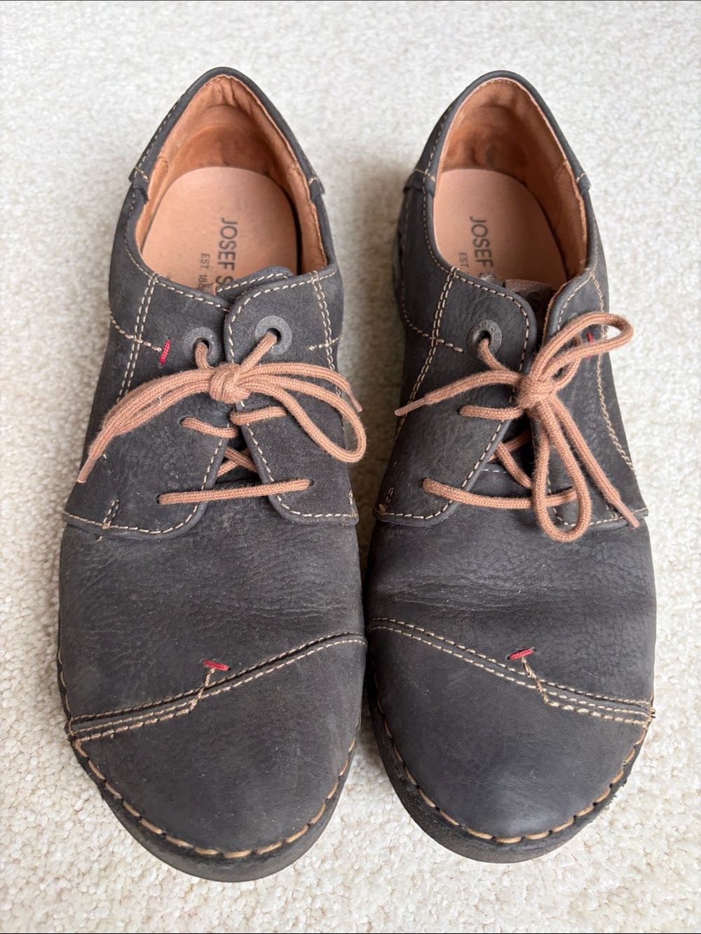 Josef Seibel women‘s Brown Leather Casual Lace-Up Shoes size 40 US 9 - Picture 2 of 4